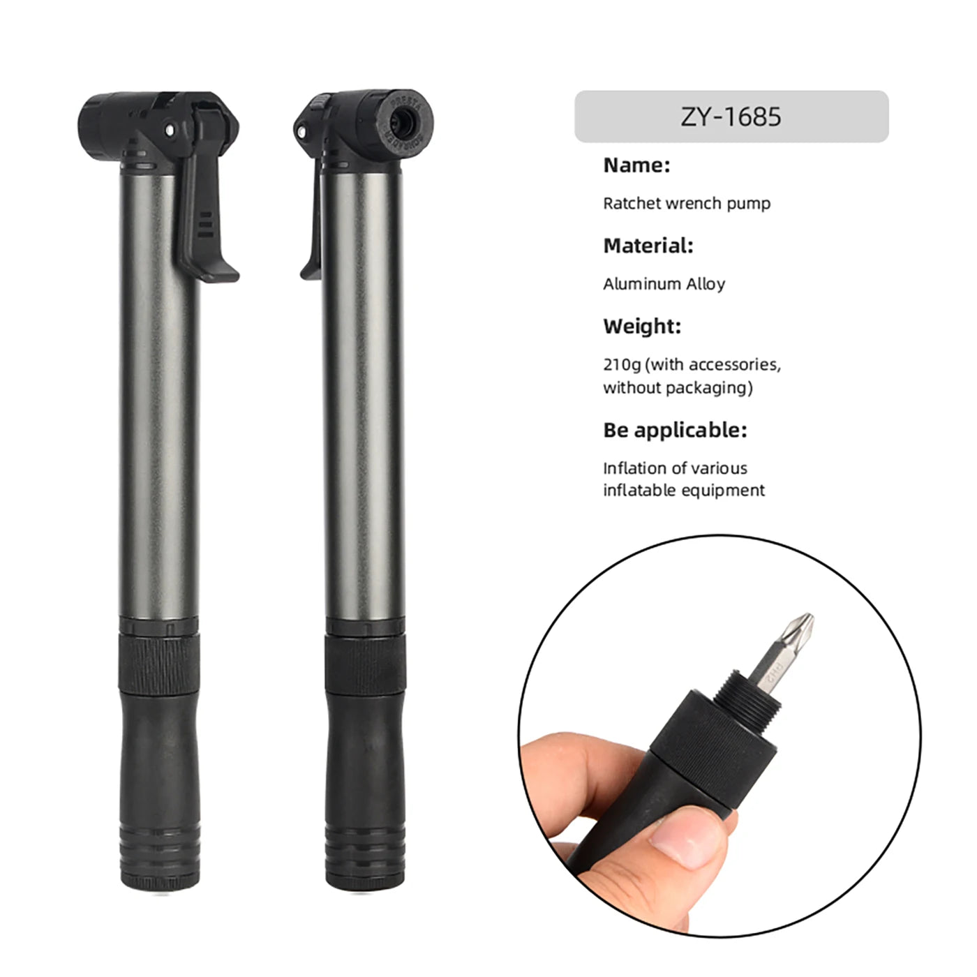Nylon Mini Bike Tire Pump 80PSI Schrader Presta Valve Portable
