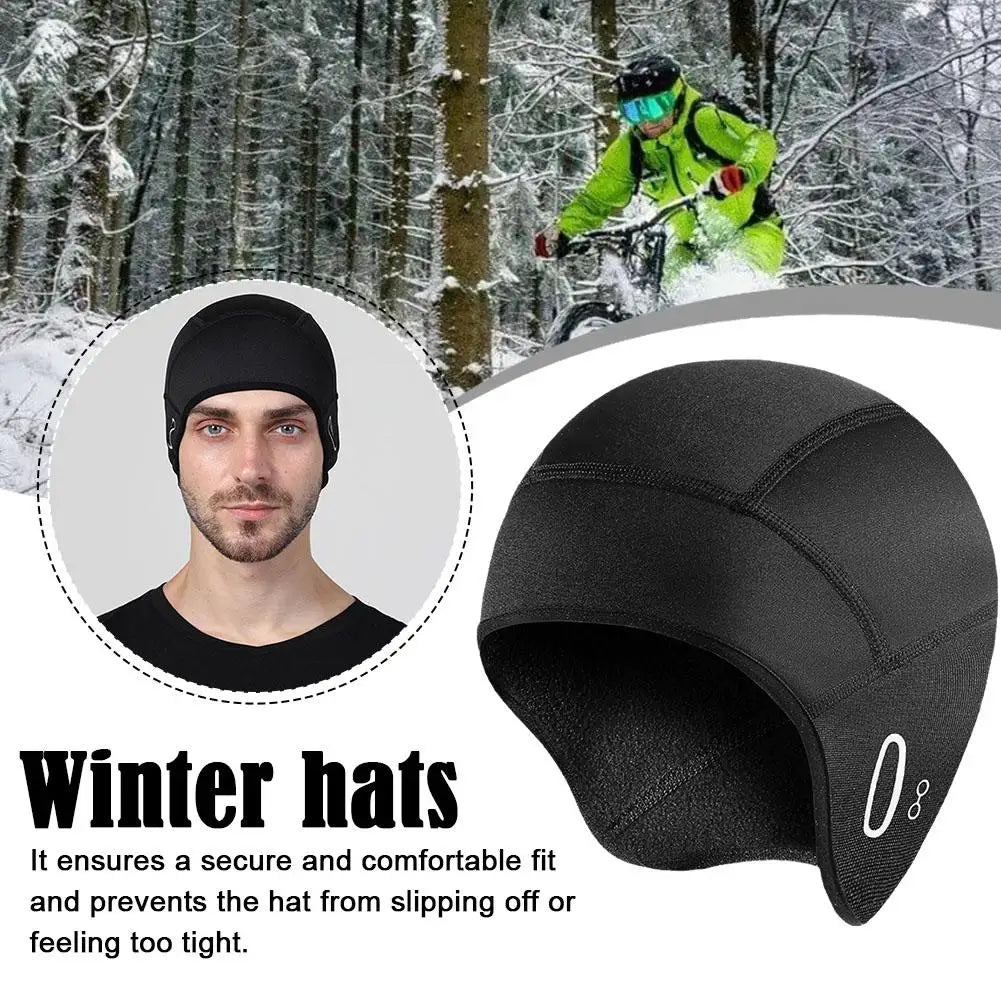 Winter Warm Fleece Skull Cap Helmet Liner - Windproof Cycling Hat for Men