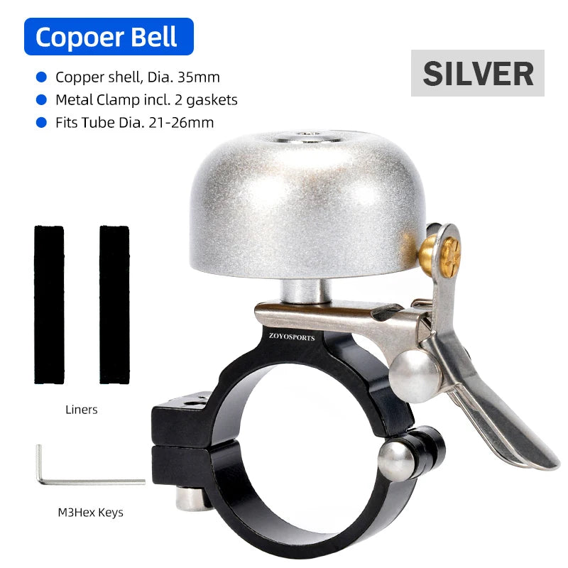 Brass Bike Bell 35mm High-Pitch 110dB Left/Right Hand Use