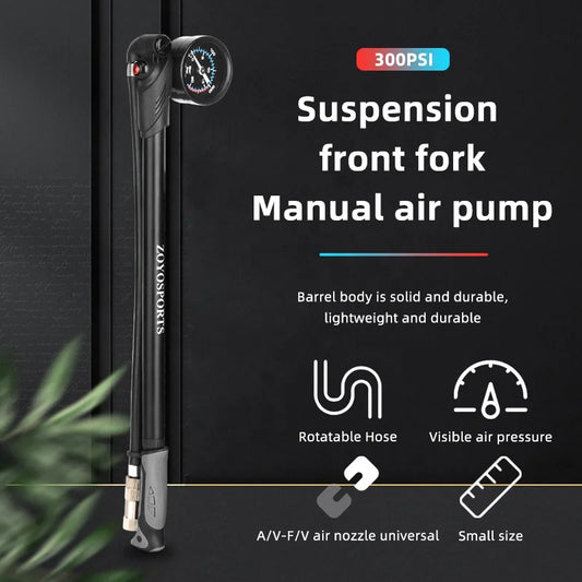 High Pressure 300PSI Bicycle Air Shocks Pump with Gauge for MTB Fork and Rear Suspension