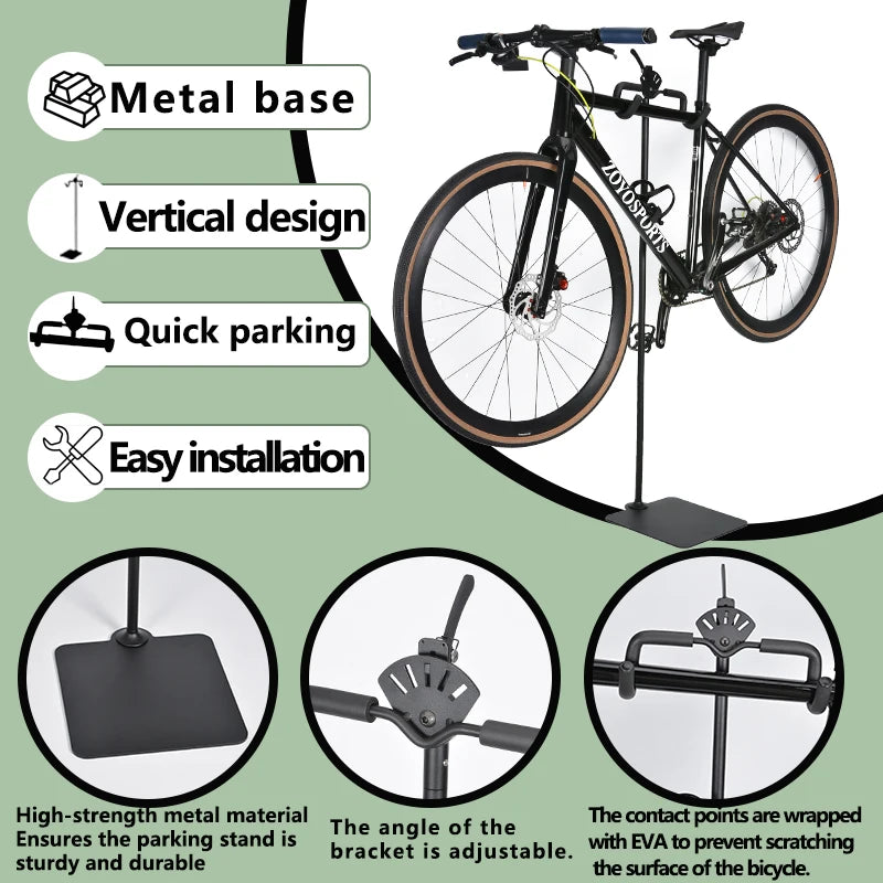Floor Standing Bike Storage Rack Adjustable Height Carbon Steel