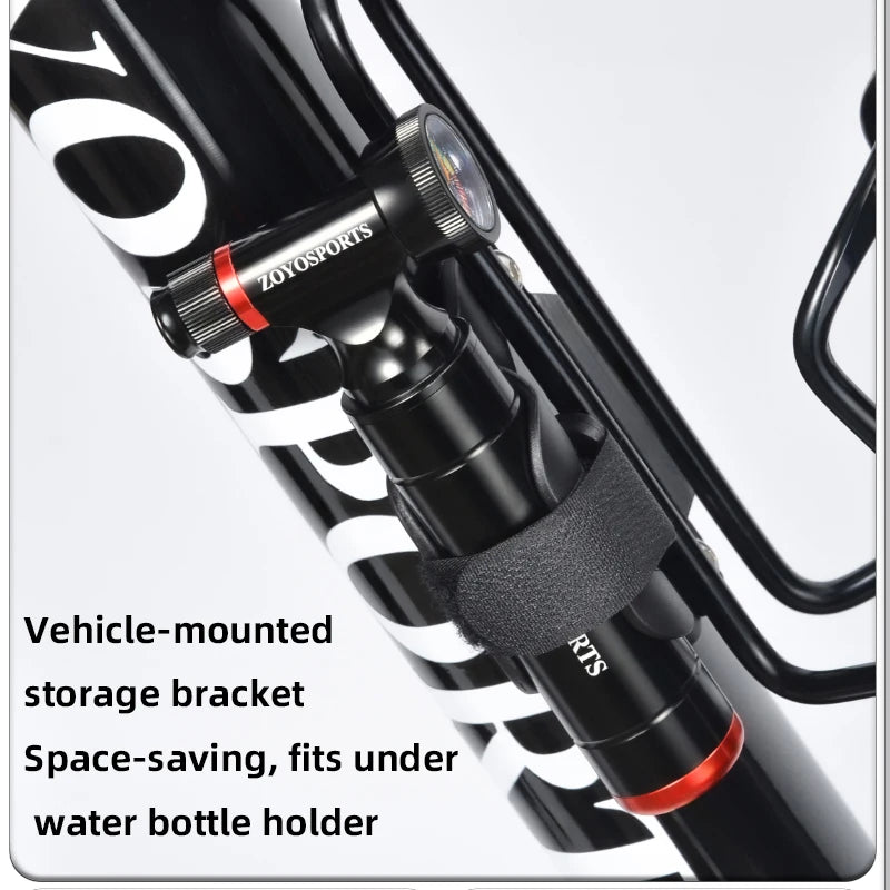 Aluminium-CO2-Fahrradpumpe mit Manometer, Schrader-Presta-Ventile