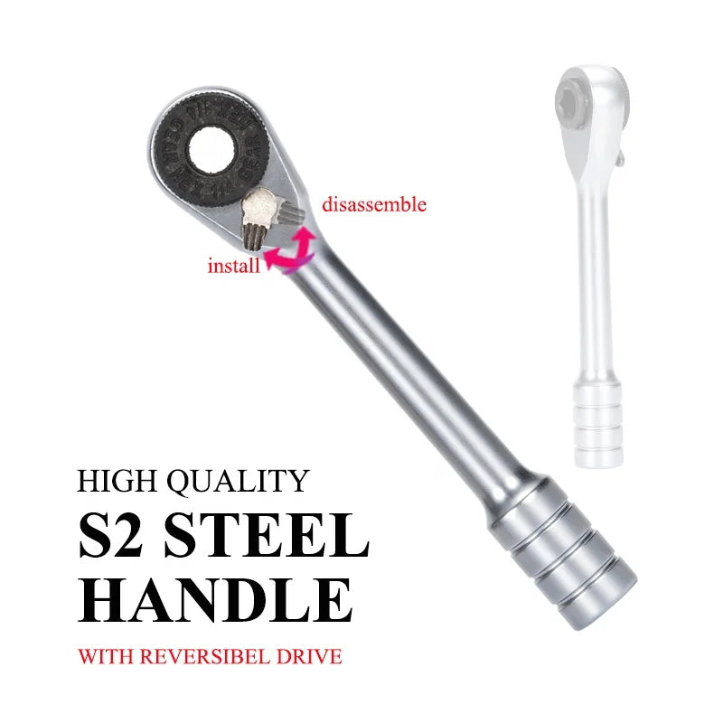 Portable Ratchet Wrench Tool Kit Multi Function Repair Tools Set with Quick Release Socket Tire Lever Screwdriver Spanner