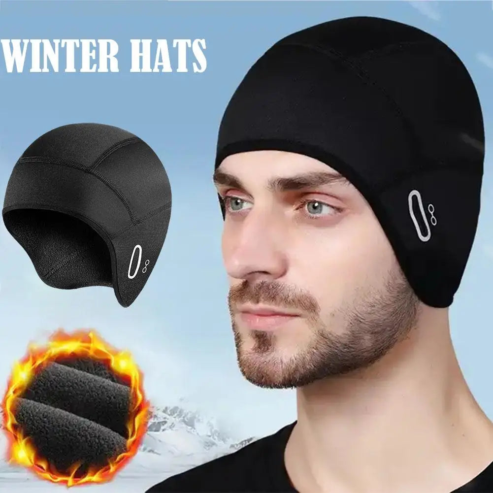 Winter Warm Fleece Skull Cap Helmet Liner - Windproof Cycling Hat for Men