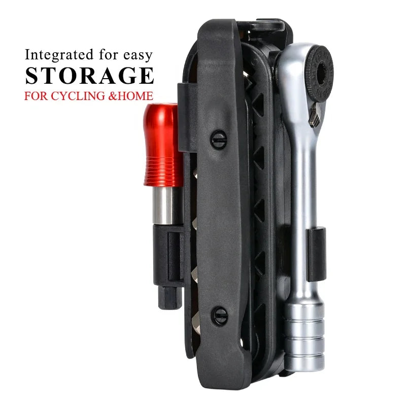 Portable Ratchet Wrench Tool Kit Multi Function Repair Tools Set with Quick Release Socket Tire Lever Screwdriver Spanner
