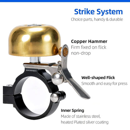 Brass Bike Bell 35mm High-Pitch 110dB Left/Right Hand Use