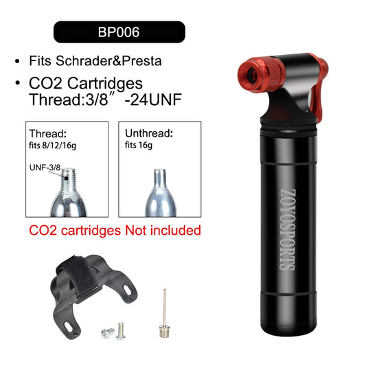 Aluminum CO2 Inflator for Bikes Schrader Presta Valves