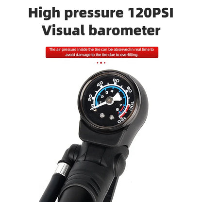 120PSI Aluminum Mini Floor Bike Pump with Pressure Gauge