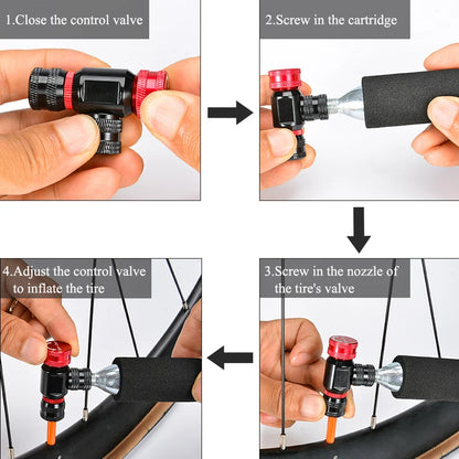 CO2 Inflator for Bikes Presta Schrader with Insulated Sleeve