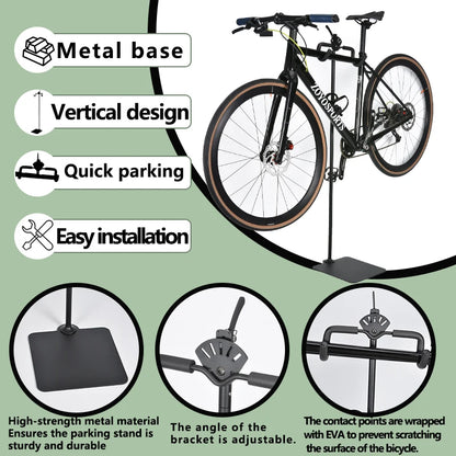 Floor Standing Bike Storage Rack Adjustable Height Carbon Steel