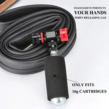 CO2 Inflator for Bikes Presta Schrader with Insulated Sleeve