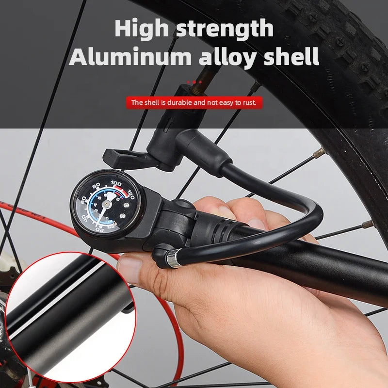 120PSI Aluminum Mini Floor Bike Pump with Pressure Gauge
