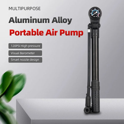 120PSI Aluminum Mini Floor Bike Pump with Pressure Gauge