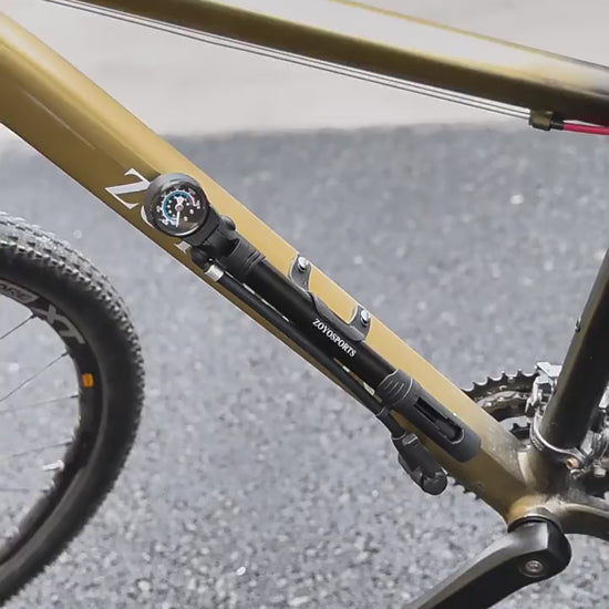 120PSI Aluminum Mini Floor Bike Pump with Pressure Gauge – product video