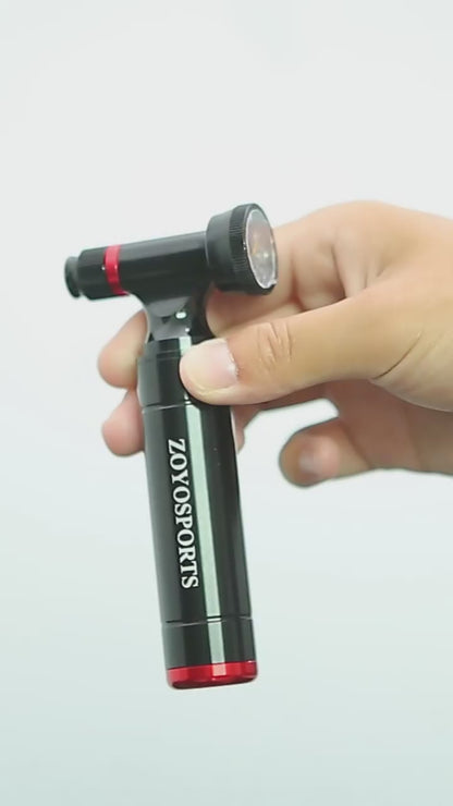 Aluminum CO2 Bike Inflator with Pressure Gauge Schrader Presta Valves – product video