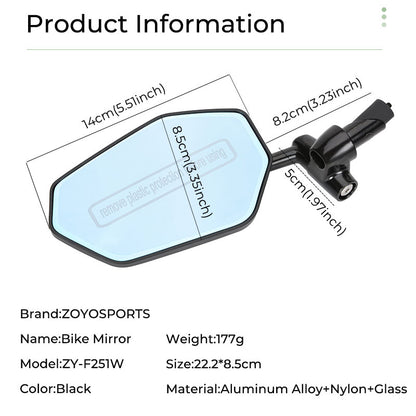 ZY-F251W bicycle mirror — dimensions